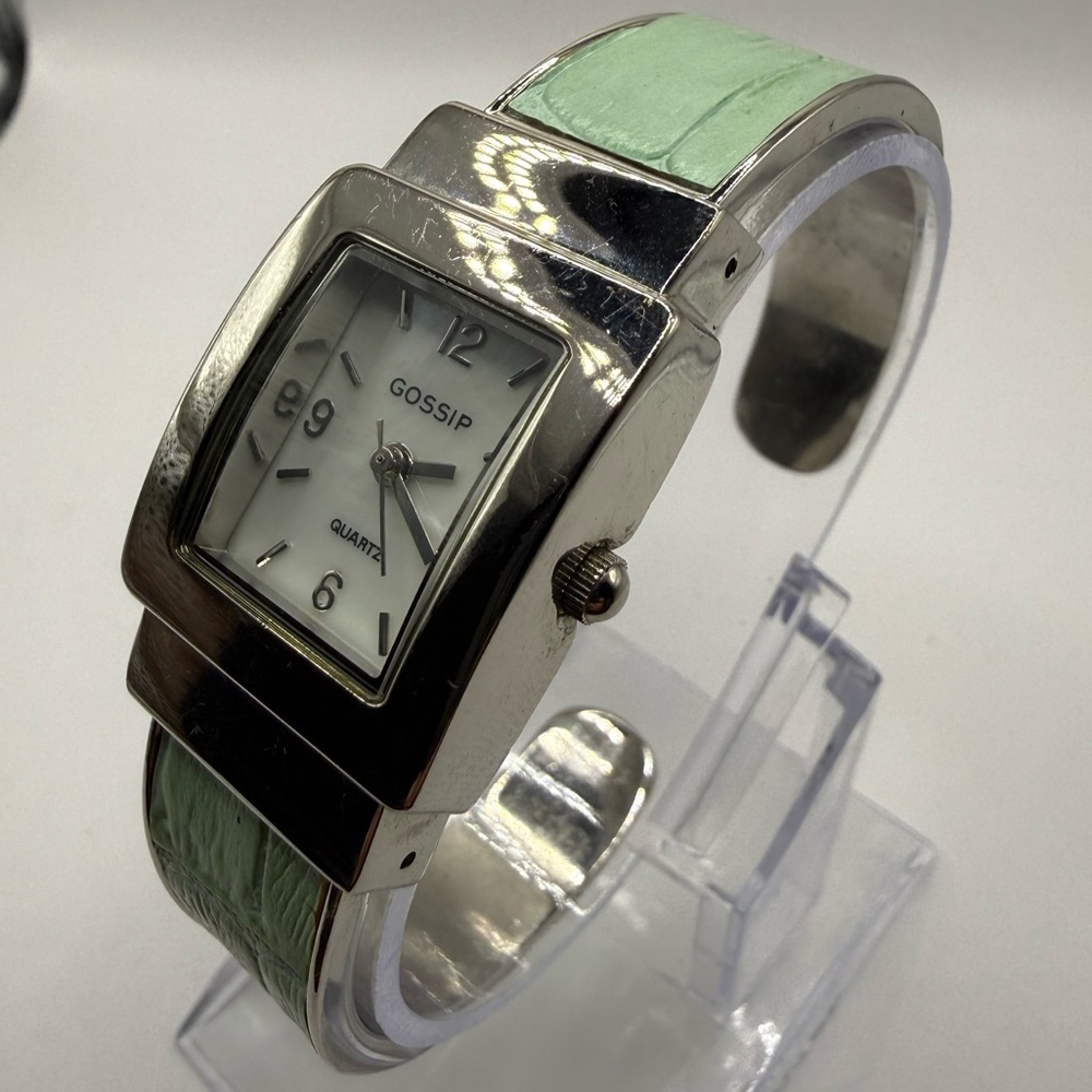 Women's Gossip Watch Pale Green Bracelet Band with Silver Bezel (New Battery) - Picture 4 of 7